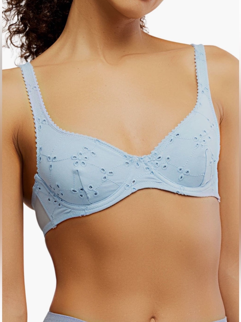 Free People Intimately Eyelet Underwire Bra Misty Blue 32A NWT